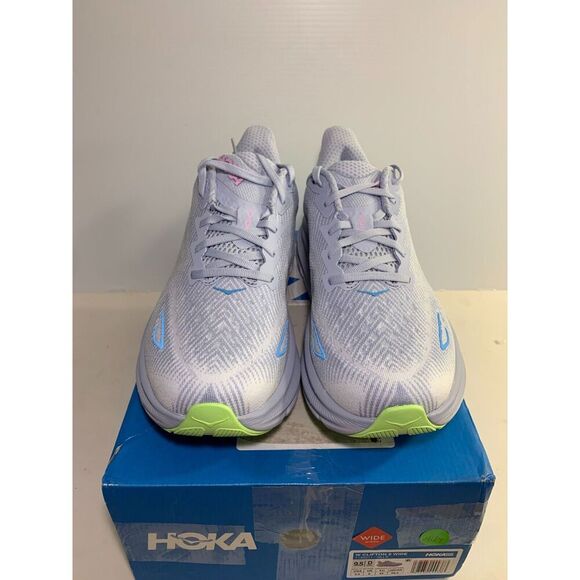 .4174 Hoka Clifton 9 Wide, Grey/Blue, Womens Running Shoes-US 9.5 Womens - Picture 3 of 5